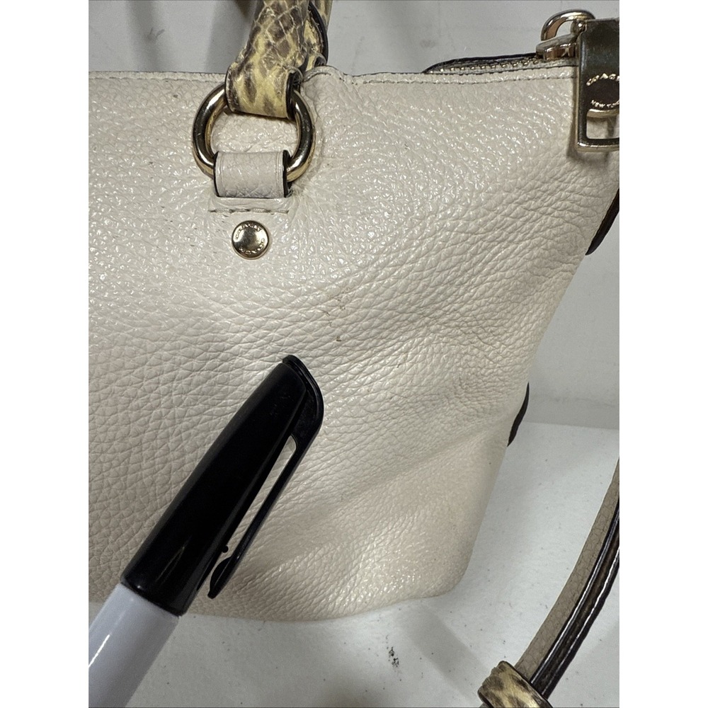 Coach Pebble Leather Emma Satchel w/ Signature Canvas and Snake Embossed Leather - Picture 7 of 14